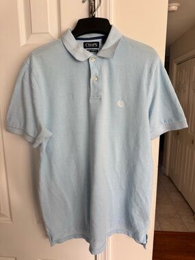 Chaps Ralph Lauren Mens Medium Polo Shirt Light Blue Cotton Natural Stretch S/S